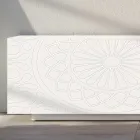 Madia da Soggiorno in Mdf Bianco con Bassorilievo Made in Italy - Stilea Viadurini