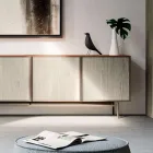 Madia da Soggiorno o Ingresso in Legno Ecologico e Metallo 4 Ante Lusso - Aaron Viadurini