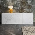 Madia da Zona Living con 3 Ante in Finitura Marmo Carrara Made in Italy - Finn
