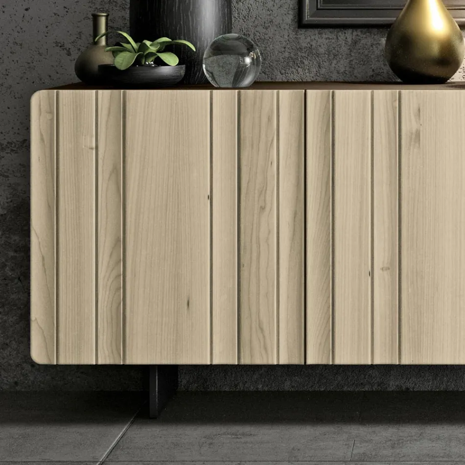 Madia da Zona Living con 3 Ante in Finitura Sabbia Made in Italy - Jan Viadurini