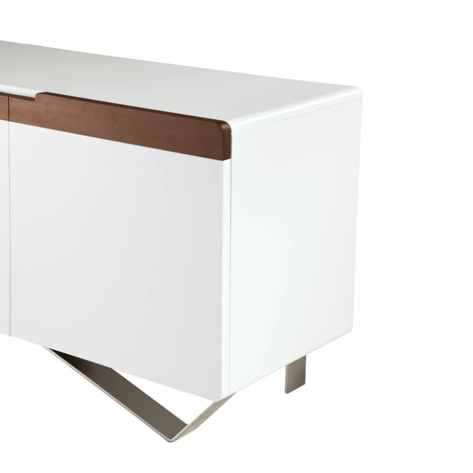 Madia da Zona Living con 4 Ante in Finitura Bianca e Canaletto Made in Italy - Any Viadurini