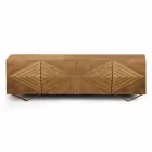 Madia in Legno a 2 o 4 Ante con Ripiani in Cristallo Made in Italy - Gardena Viadurini
