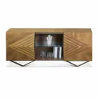Madia in Legno a 2 o 4 Ante con Ripiani in Cristallo Made in Italy - Gardena Viadurini