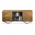 Madia in Legno a 2 o 4 Ante con Ripiani in Cristallo Made in Italy - Gardena