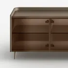 Madia in Legno Curvo Laccato con Ante in Vetro Bronzo Made in Italy - Lyra Viadurini