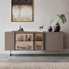 Madia in Legno Ecologico, Vetro e Metallo per Soggiorno 4 Ante di Lusso - Bruno Viadurini