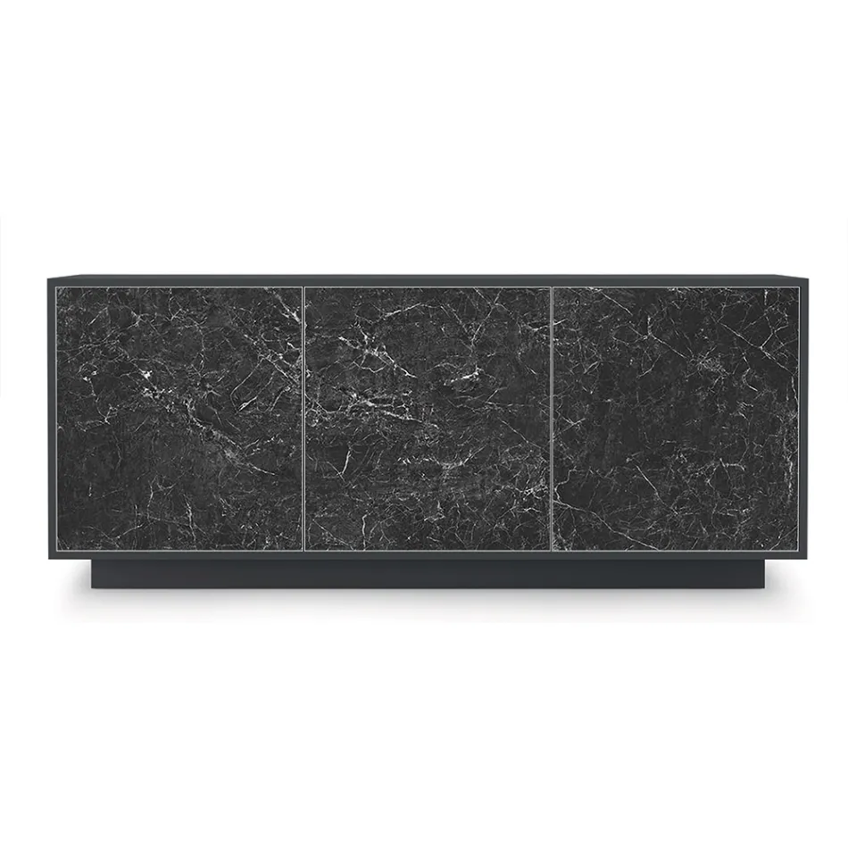 Madia in Legno Laccato con 2 o 3 Ante in Ceramica Made in Italy - Fiorenza Viadurini