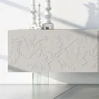 Madia in Mdf Grigio Chiaro con Piedini in Vetro Made in Italy - Germena Viadurini