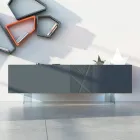 Madia in Mdf Grigio Grafite con Piedini in Vetro Made in Italy - Zelia Viadurini