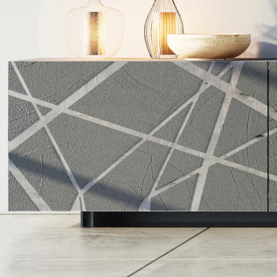 Madia in Mdf Laccato Fango Opaco con Base a Zoccolo Made in Italy - Arise Viadurini
