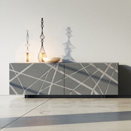 Madia in Mdf Laccato Fango Opaco con Base a Zoccolo Made in Italy - Arise Viadurini
