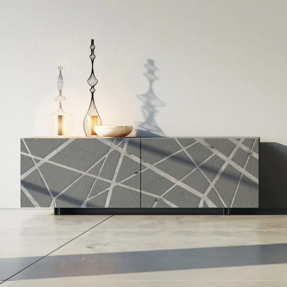 Madia in Mdf Laccato Fango Opaco con Base a Zoccolo Made in Italy - Arise Viadurini