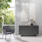 Madia in MDF, Top in Ceramica Effetto Marmo Grigio con 3 Ante Push-pull - Click Viadurini