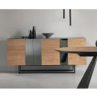 Madia in Nobilitato con 3 Ante in Rovere e Specchio Made in Italy - Romina Viadurini