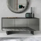 Madia in Nobilitato con Ante Rivestite in Specchio Made in Italy - Ester Viadurini
