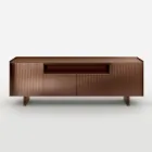 Madia in Vetro Retrolaccato con Profilo in Legno Massello Made in Italy - Lutea Viadurini