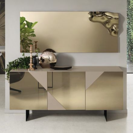 Madia Moderna con Ante in Mdf Rivestite in Specchio Made in Italy - Morgana Viadurini