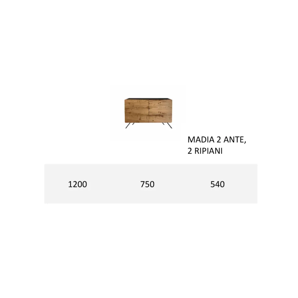 Madia Soggiorno in Mdf e Legno Massello 2 o 3 Ante Made in Italy - Chamber Viadurini