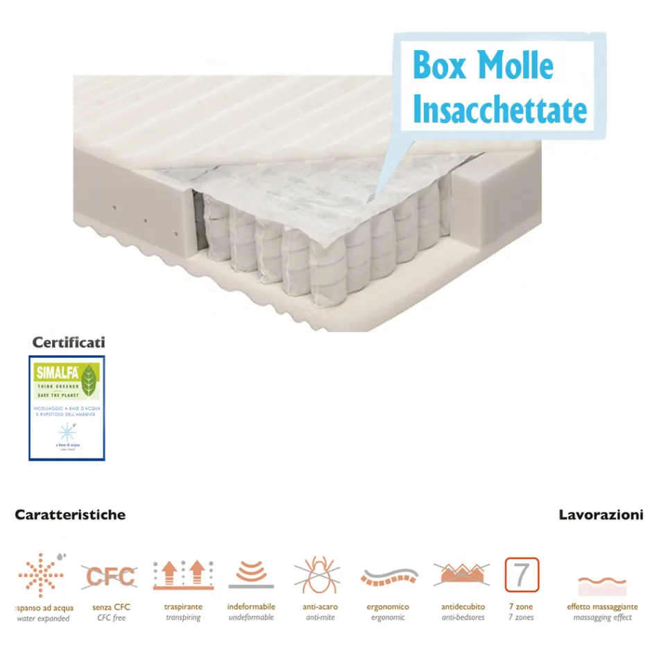 Materasso Piazza e Mezzo a Molle Insacchettate Antiacaro Bio Molle - Biomolle Viadurini