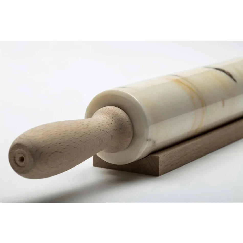 Mattarello in Marmo con Maniglie in Legno Made in Italy - Senni Viadurini