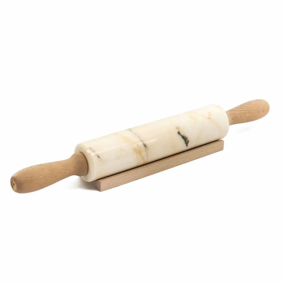 Mattarello in Marmo con Maniglie in Legno Made in Italy - Senni Viadurini