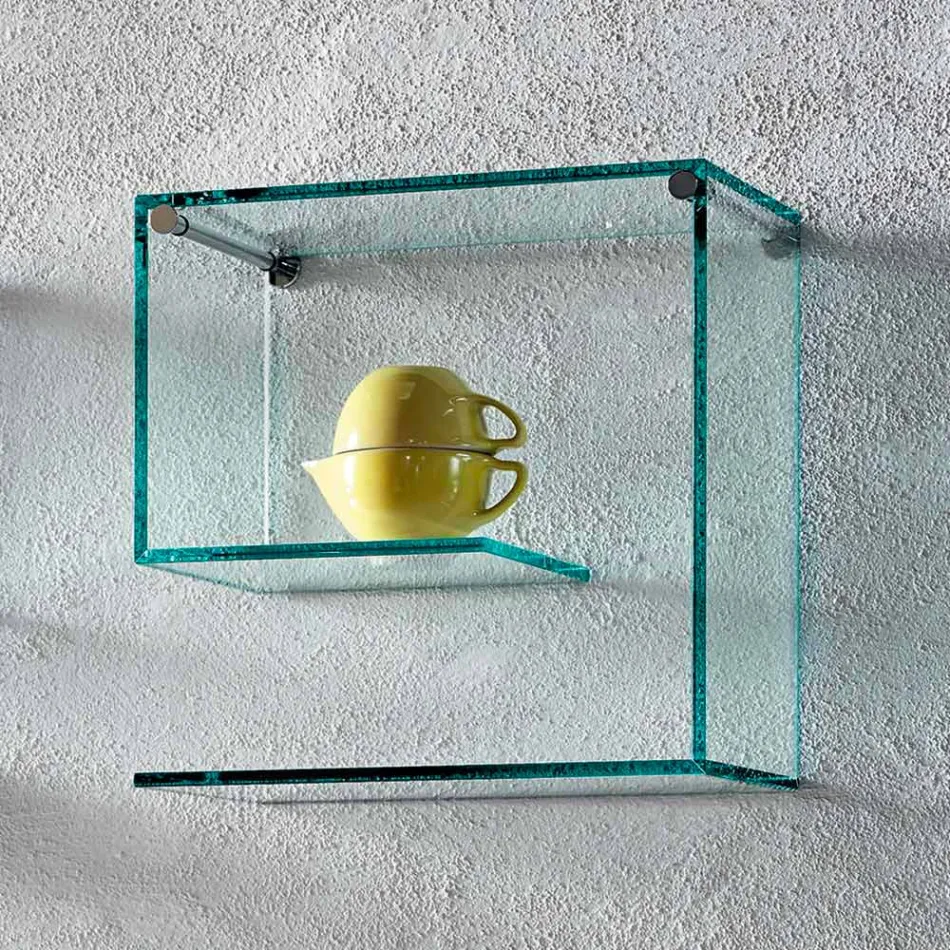 Mensole a Muro in Vetro Trasparente Design Versatile Elegante 2 Pezzi - Rullo Viadurini