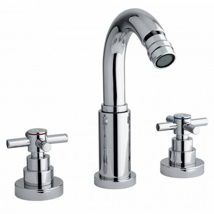 Miscelatore a 3 Fori Classico in Ottone Cromato Made in Italy - Zumbo Viadurini