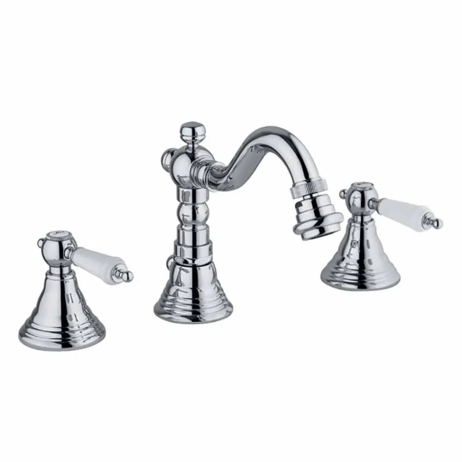 Miscelatore a 3 Fori per Bidet in Ottone Design Classico Made in Italy - Shelly Viadurini