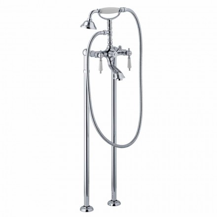 Miscelatore a Colonna per Vasca con Doccia in Ottone Made in Italy - Shelly Viadurini