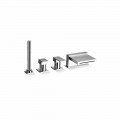 Miscelatore Bordo Vasca 4 Fori con Bocca a Cascata Made in Italy - Panela 