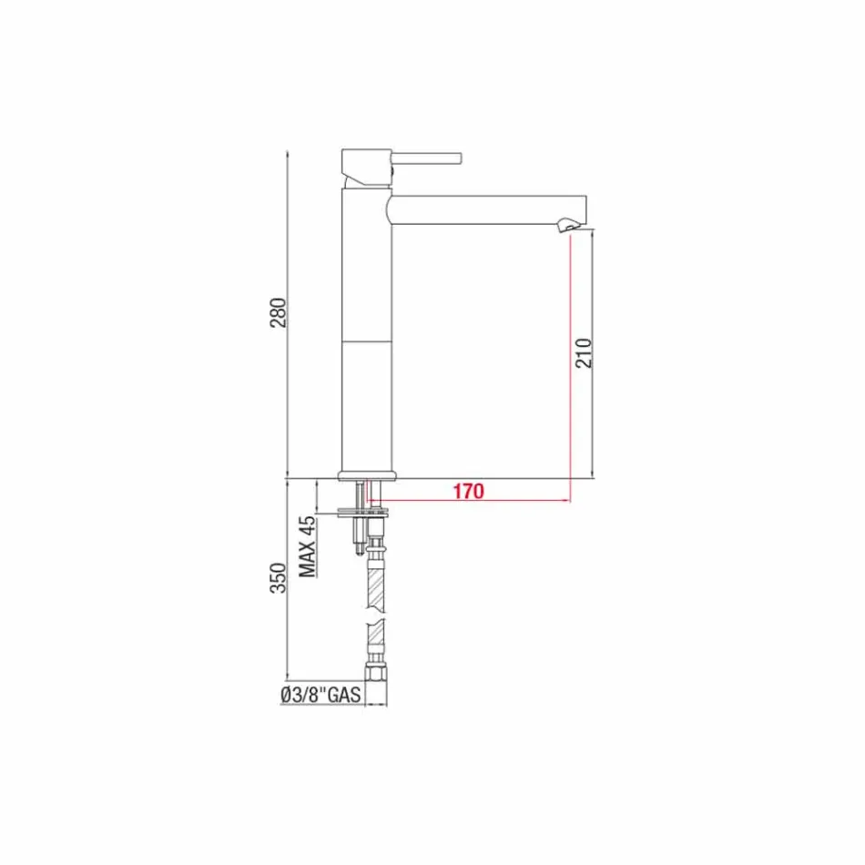 Miscelatore Lavabo Bagno in Ottone Cromato Senza Scarico Made in Italy - Ermia Viadurini