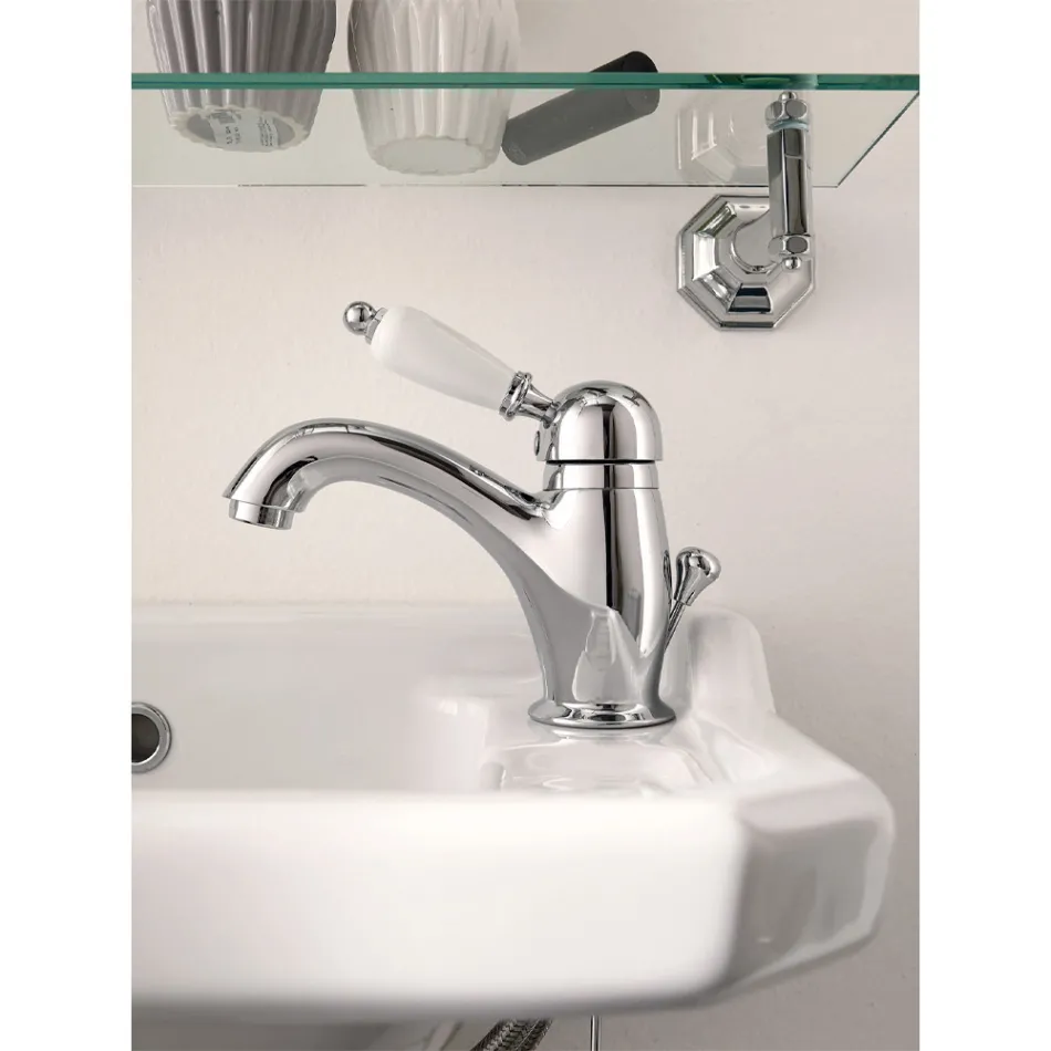 Miscelatore Lavabo Stile Classico in Ottone Fatto a Mano con Leva - Noriana Viadurini