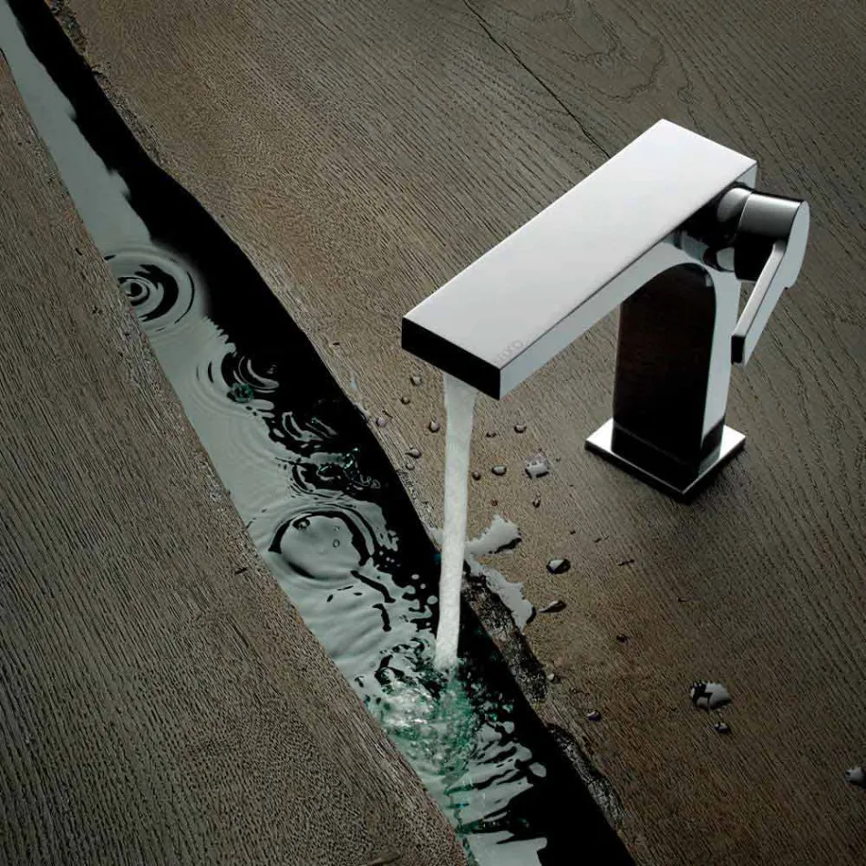 Miscelatore Monocomando Moderno per Lavabo con Scarico in Metallo - Etto Viadurini