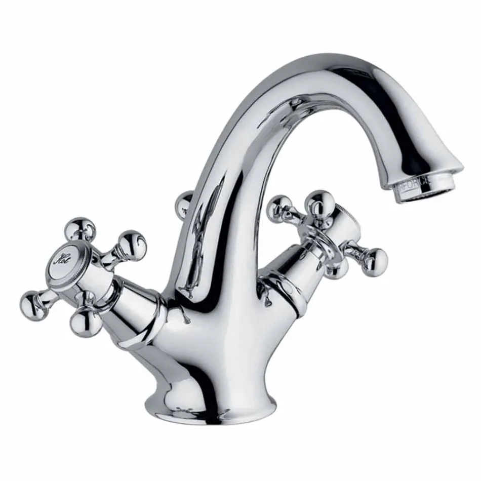 Miscelatore Monoforo Alto per Lavabo Bagno in Ottone Made in Italy - Lisca Viadurini