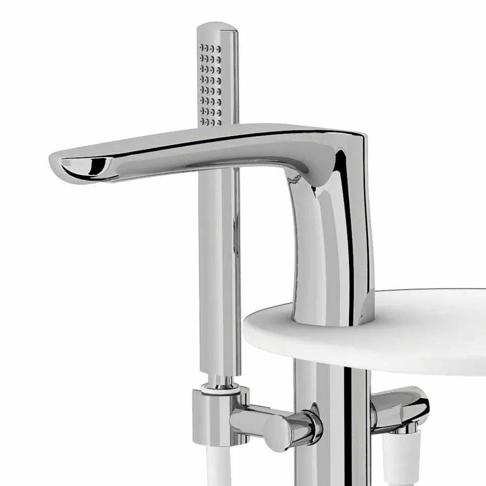 Miscelatore per Bordo Vasca a Colonna in Ottone di Design Made Italy - Benello Viadurini