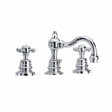 Miscelatore per Lavabo a 3 Fori Alto 130 mm in Ottone Made in Italy - Binsu Viadurini