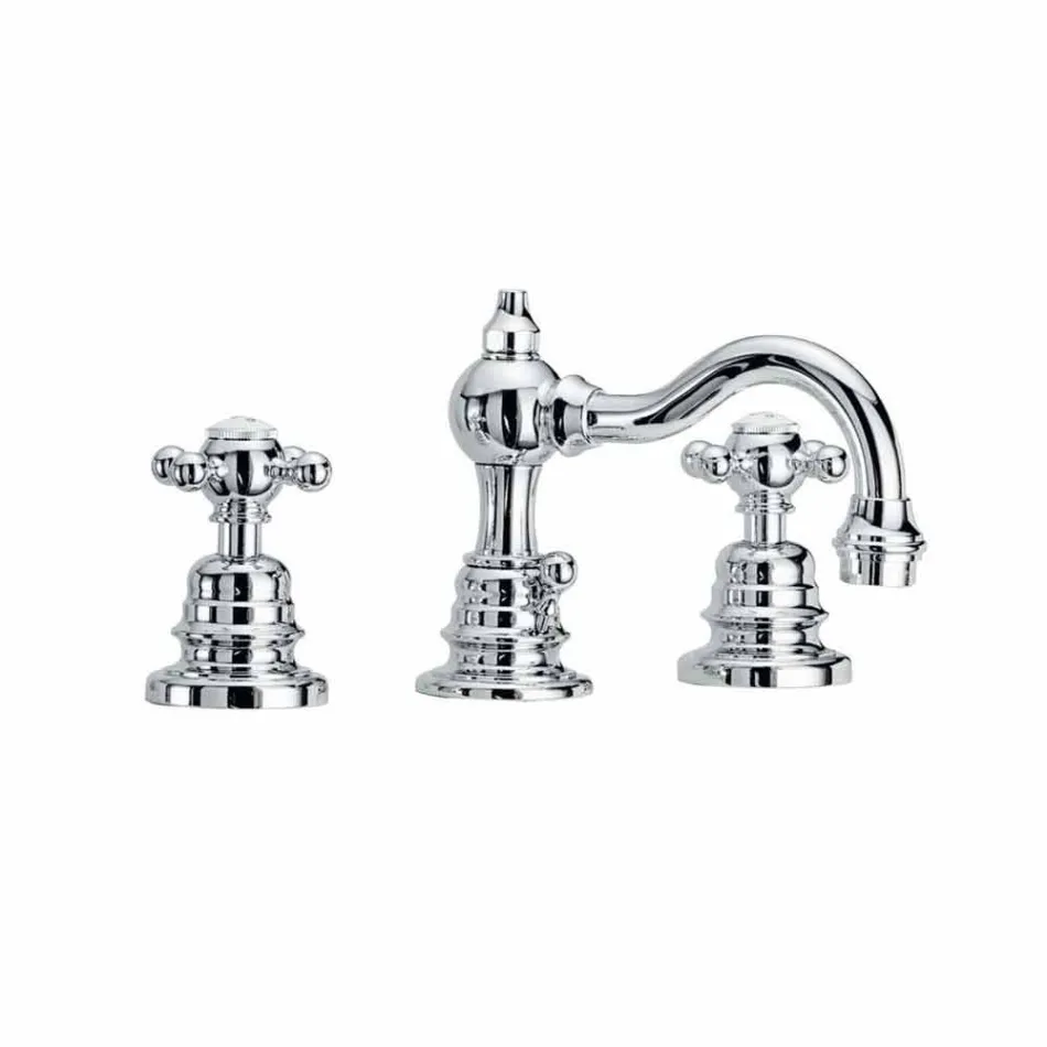 Miscelatore per Lavabo a 3 Fori Alto 130 mm in Ottone Made in Italy - Binsu Viadurini