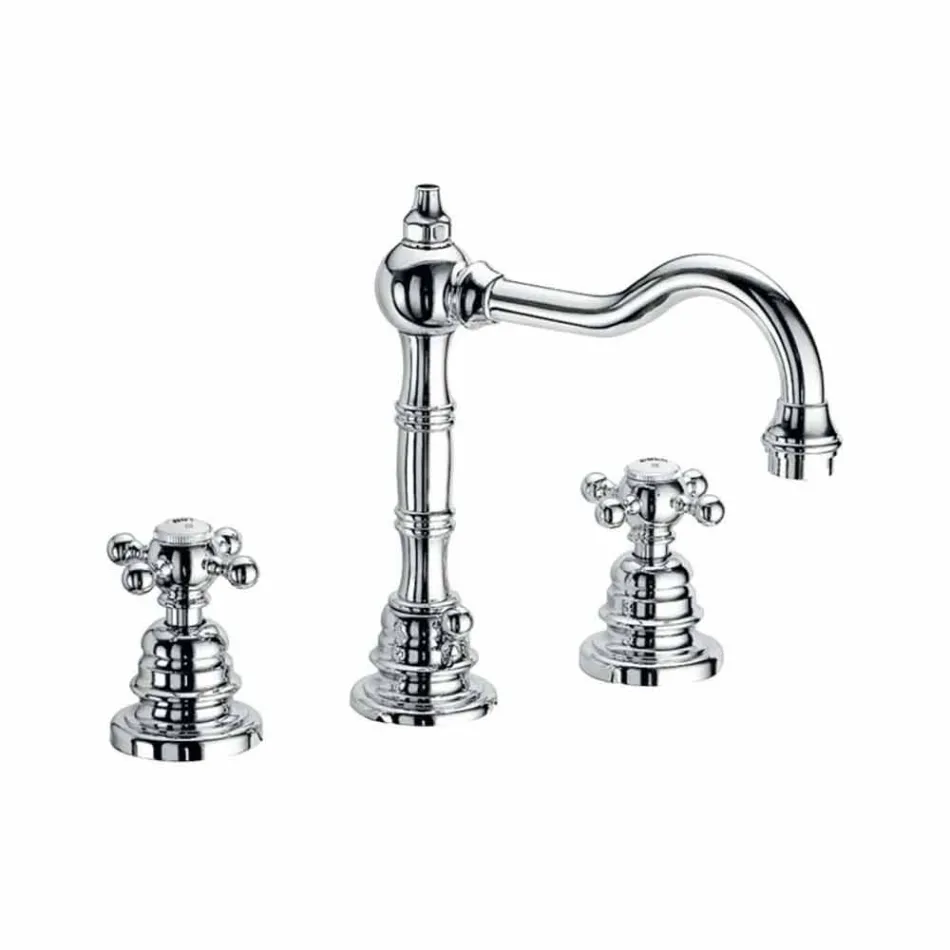 Miscelatore per Lavabo Bagno a Tre Fori in Ottone Moderno Made in Italy - Binsu Viadurini