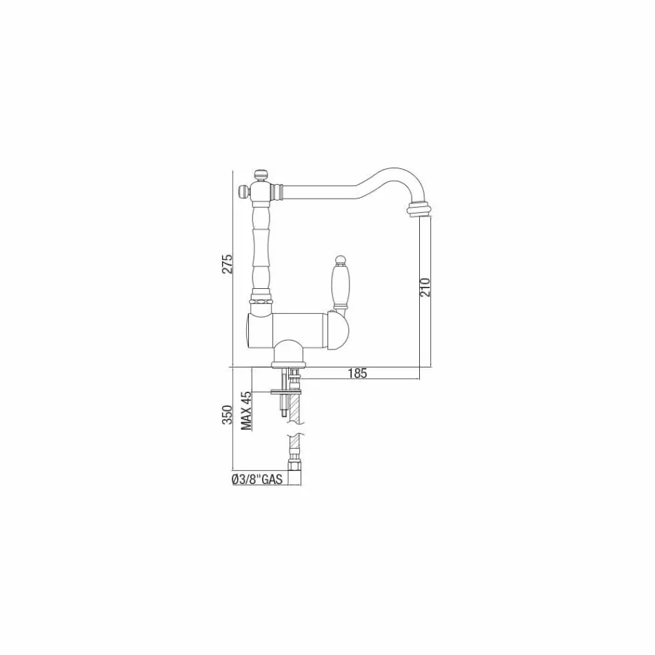 Miscelatore per Lavabo da Cucina Stile Classico in Ottone Made in Italy - Annodo Viadurini