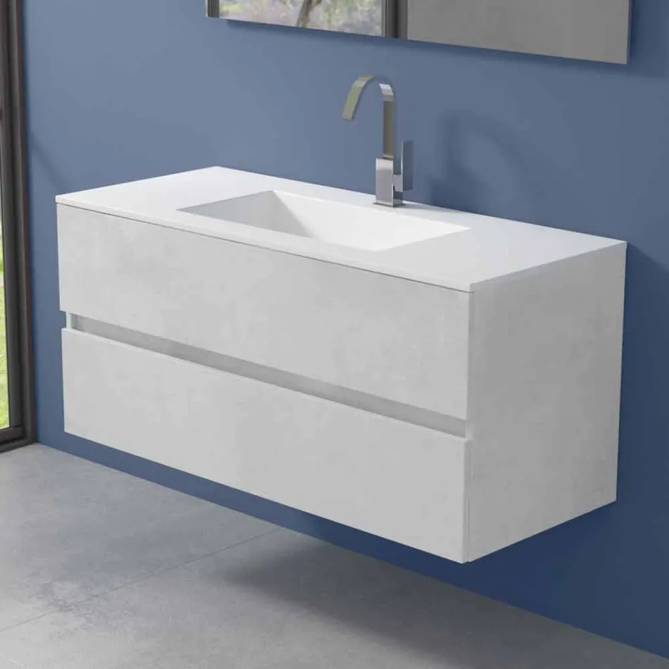 Mobile a Sospensione per il Bagno con Lavabo Integrato in 3 Dimensioni - Marione Viadurini