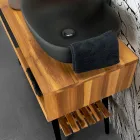 Mobile Bagno a Terra Moderno con Cassettiera Color Nero Design - Hamadou Viadurini