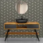 Mobile Bagno a Terra Moderno con Cassettiera Color Nero Design - Hamadou Viadurini