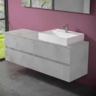 Mobile Bagno Design Moderno con Lavabo da Appoggio Dx o Sx 4 Finiture - Alchimeo Viadurini