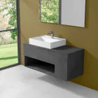 Mobile Bagno Design Sospeso con Lavabo da Appoggio Stile Moderno - Pistillo Viadurini