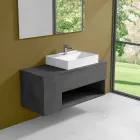 Mobile Bagno Design Sospeso con Lavabo da Appoggio Stile Moderno - Pistillo Viadurini