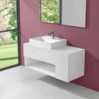 Mobile Bagno Design Sospeso con Lavabo da Appoggio Stile Moderno - Pistillo Viadurini