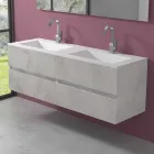 Mobile Bagno Doppio Lavabo, Design Moderno Sospeso in 4 Finiture - Doppietto Viadurini