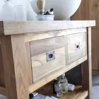 Mobile Bagno in Legno Teak Naturale con 2 Cassetti - Faetano Viadurini