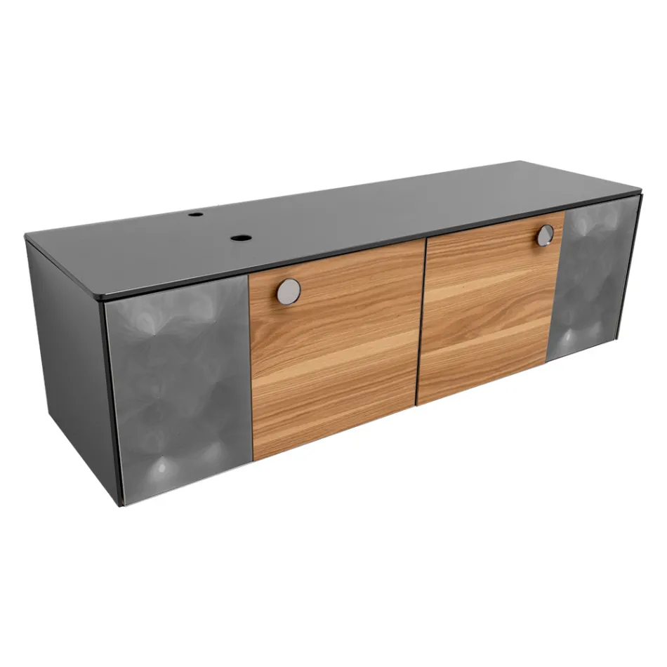 Mobile Bagno Sospeso 160 cm in Vetro 8 mm Temperato e Rovere Europeo - Excelsior Viadurini
