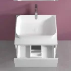 Mobile Bagno Sospeso con Lavabo da Appoggio Rettangolare, Design Moderno - Dumbo Viadurini